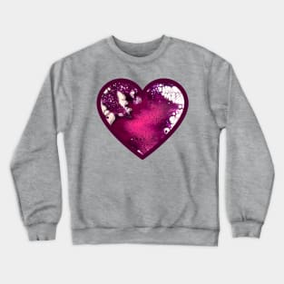 Pink/Maroon Paint Pour Heart Crewneck Sweatshirt